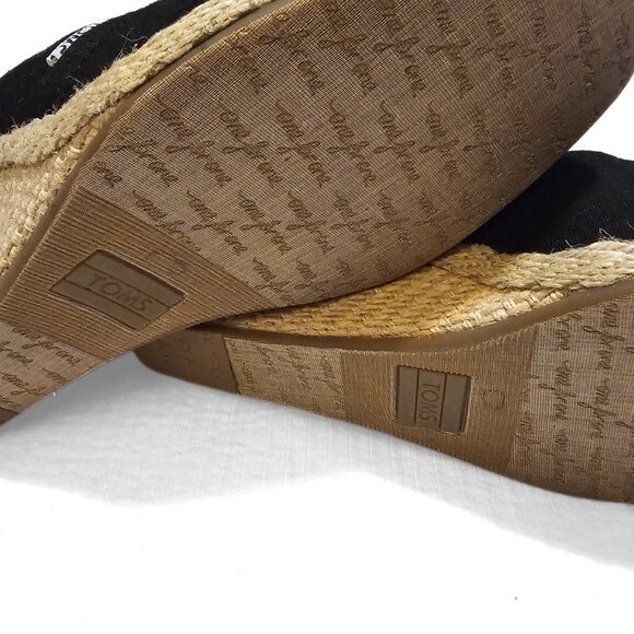 Toms Black Canvas Wedges 8W - Picture 10 of 12